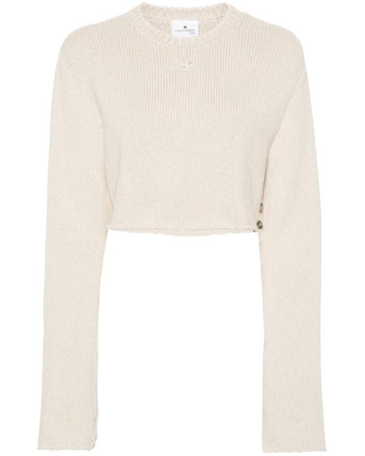 Courreges White Cropped-Pullover Mit Logo-Stickerei
