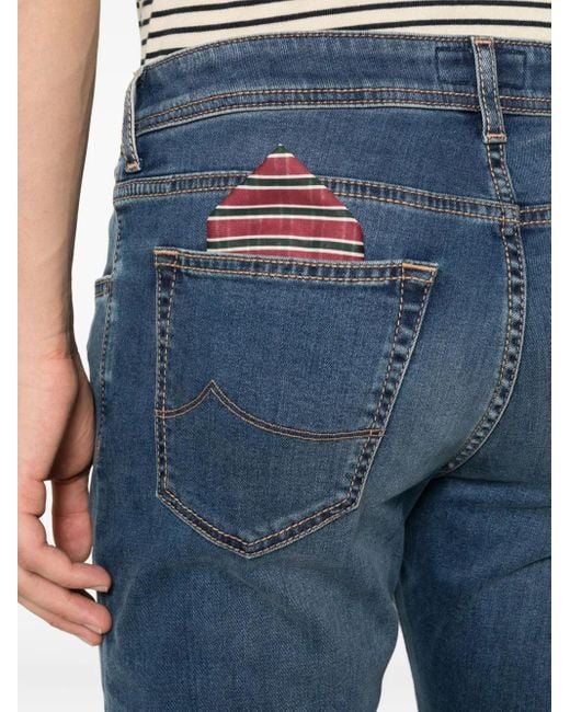 Jacob Cohen Blue Bard Button-Fly Jeans for men