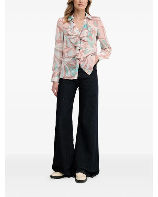 GAUDI Natural Ruffled Patterned Shirt