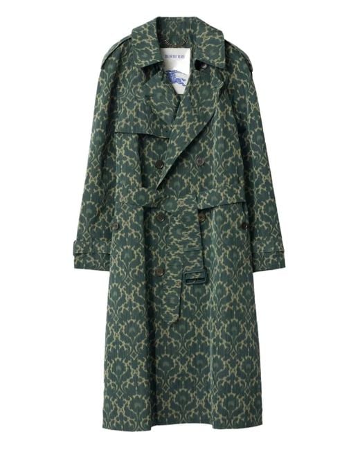 Burberry Green Long Baroque Viscose Blend Trench Coat for men