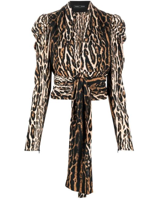 Proenza Schouler Black Leopard-print Crepe De Chine V-neck Top