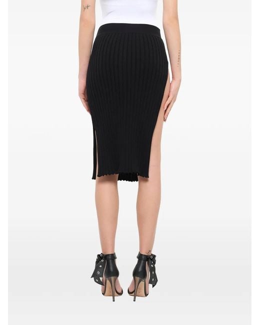 Givenchy Black Ribbed-Knit Side-Slit Midi Skirt