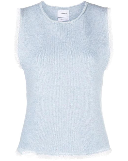 Barrie Blue Fringe-Trim Top