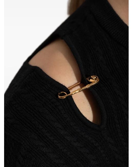 Versace Black Cut-Outs Ruffled Sweater