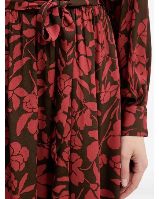 Benetton Red Floral-Pattern Midi Dress