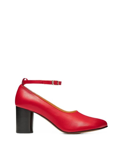 Niccolò Pasqualetti Red Obliqua Block-Heel Pumps