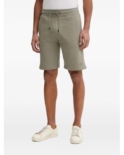 Guess Natural Drawstring Logo-Patch Shorts for men