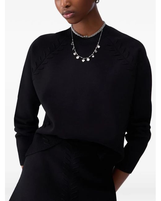 Liu Jo Black Boxy Sweater With Braided Details