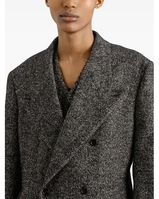 メンズ Dolce & Gabbana ヘリンボーン ダブルジャケット Black