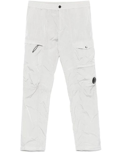C P Company White Chrome-R Lens Cargo Pants for men