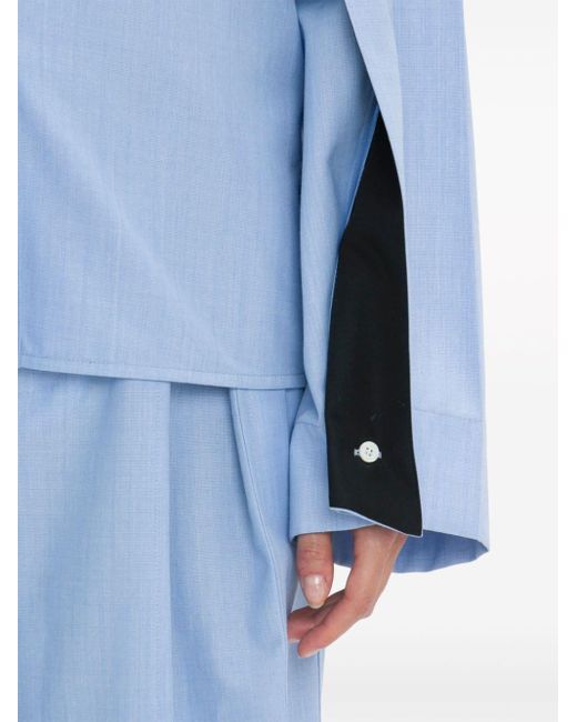 Victoria Beckham Blue Pleat-detail Raglan Shirt