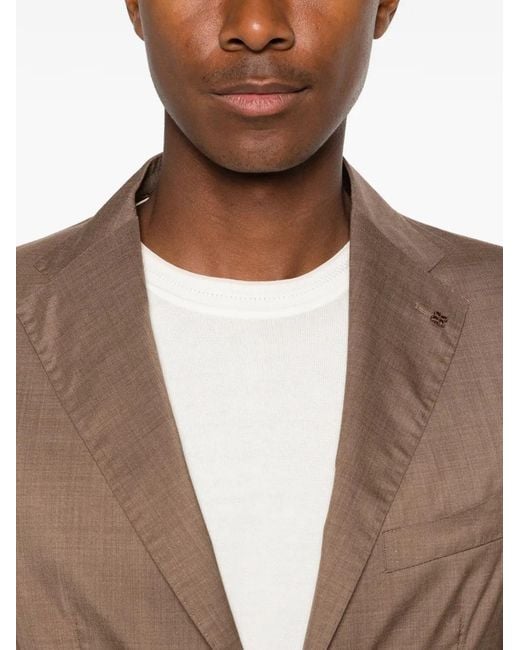 Tagliatore Brown Pin-Lapel Double-Breasted Blazer for men