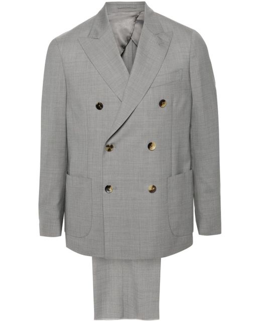 Lardini Gray Double-breasted Wool Suit for men