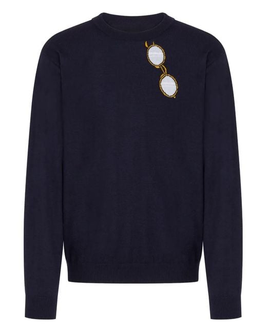 Moschino Blue Silk-Nylon Sweater for men