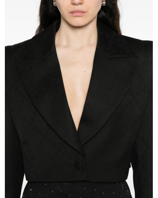 Nissa Black Padded-Shoulder Cropped Jacket