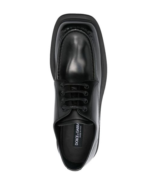 Dolce & Gabbana Square-toe Leather Derby Shoes in Black for Men | Lyst