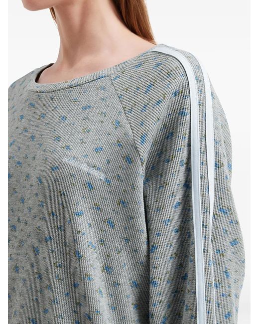 Mini Cream Blue Floral-Print Long-Sleeve T-Shirt