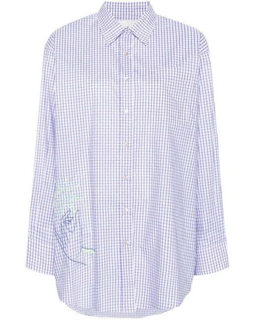 Forte Forte White Moon-embroidered Checked Shirt
