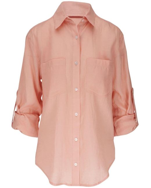 Veronica Beard Pink Gil Linen Shirt