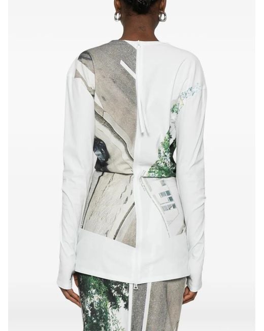 Issey Miyake Blue Street View Graphic Print Top
