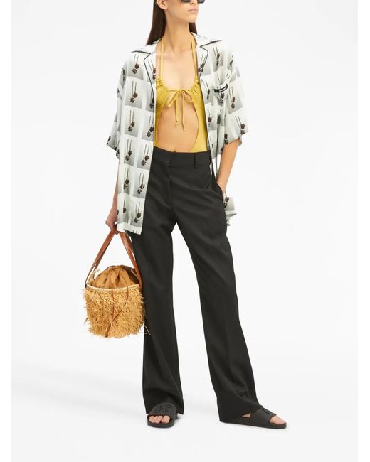 Palm Angels Yellow Glittered Cut-Out Swimsuit