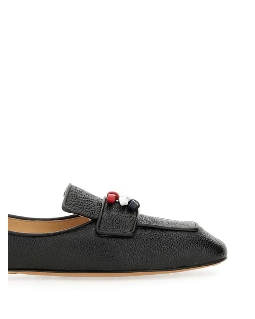 Thom Browne Black Three-Bow Almond-Toe Loafers