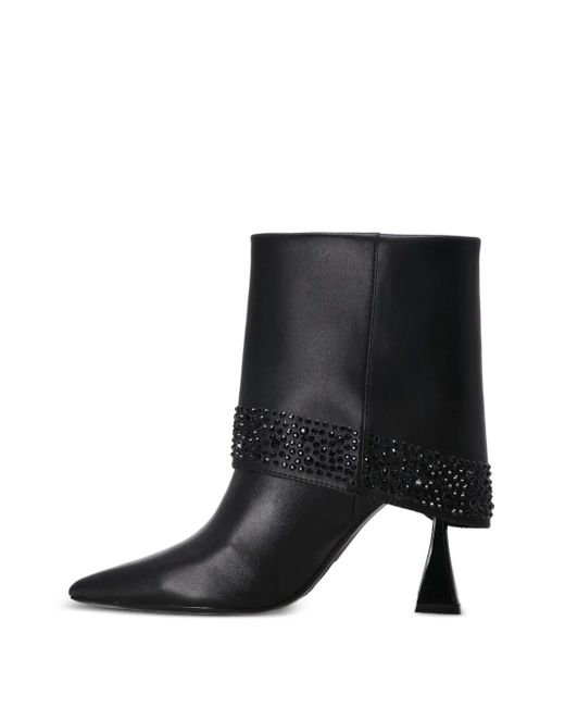 Karl Lagerfeld Black Crystal-Embellished Pointed-Toe Boots