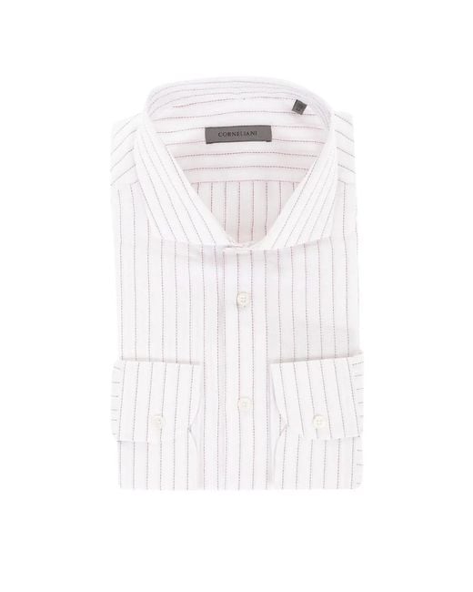 Corneliani White Striped Cotton Shirt for men