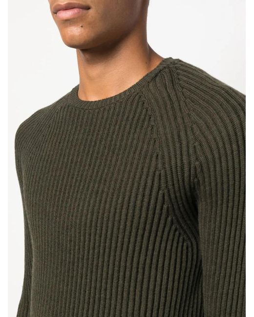 Zanone Gerippter Pullover Mit Rundem Ausschnitt in Green für Herren
