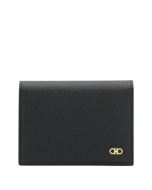 Ferragamo Black Gancini Pebbled Leather Wallet for men