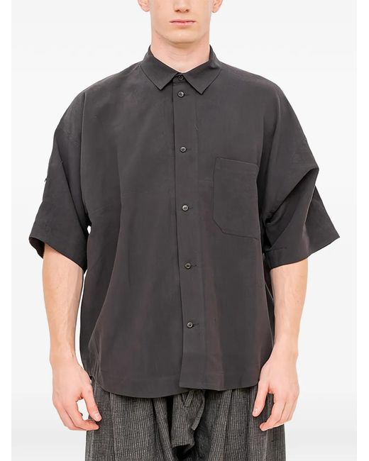 Jan Jan Van Essche Gray Chest-Pocket Short-Sleeve Shirt for men