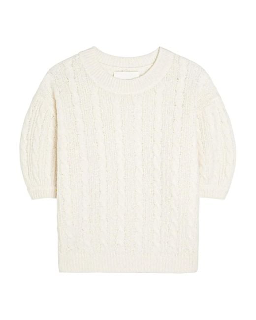 Lisa Yang White Kenzie Cable-Knit Top