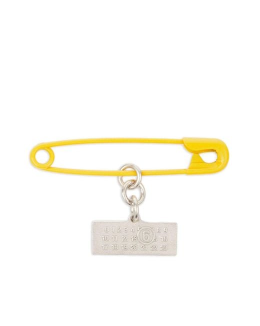 MM6 by Maison Margiela Logo Plaque Safety Pin Brooch in Yellow | Lyst
