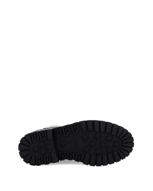 Liu Jo Black Faux Fur-Trim Combat Boots