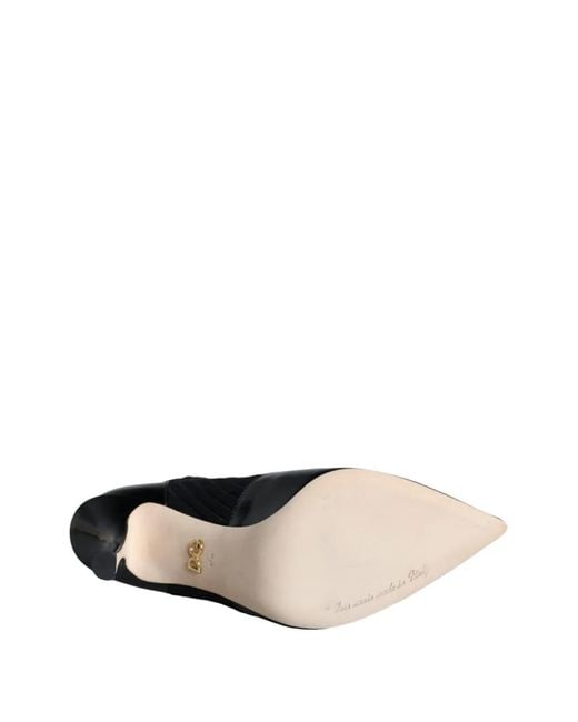 Dolce & Gabbana Black Patent-Leather Ribbed-Knit Ankle Boots