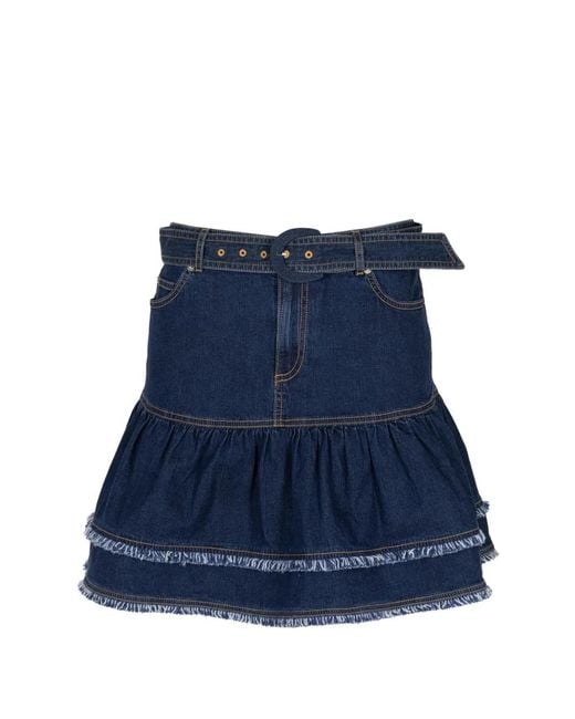 Cinq À Sept Blue Martina Fringe-Trimmed Short Skirt