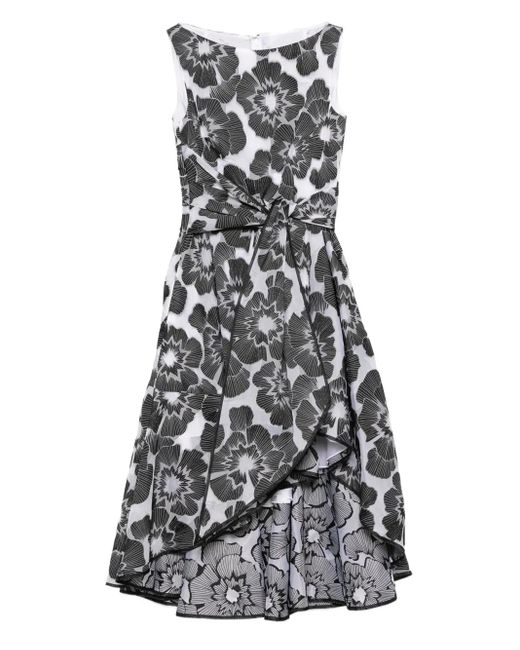 Talbot Runhof White Floral-Print Knot Dress