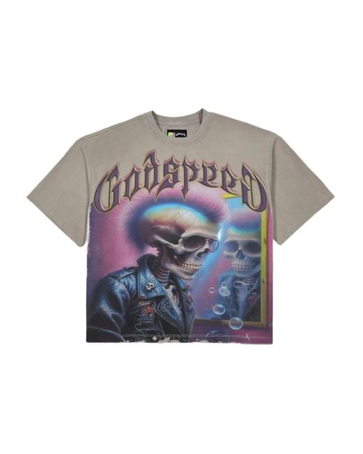 Godspeed Gray Skull Mirror Graphic T-Shirt for men