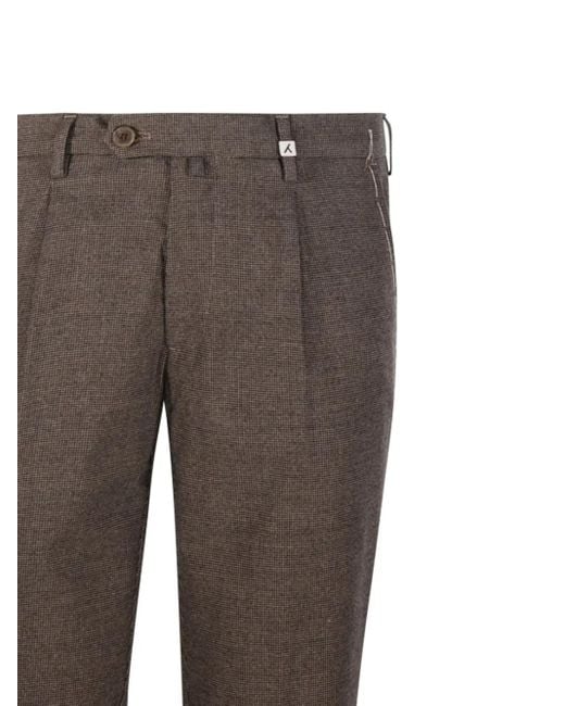 Myths Gray Pleated Micro-Pattern Tailored Trousers for men
