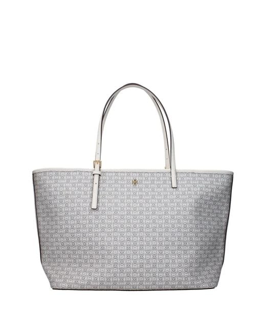 Tory Burch Gray Ella Geometric-Print Tote Bag