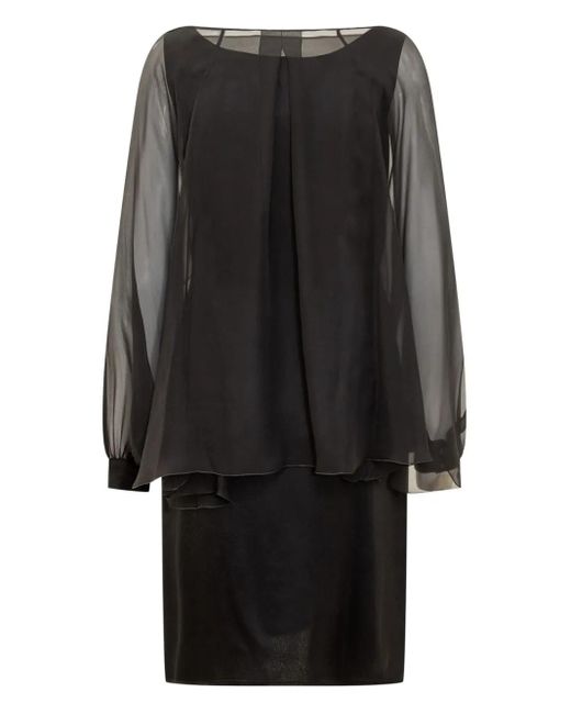 Alberta Ferretti Black Semi-Sheer Midi Dress