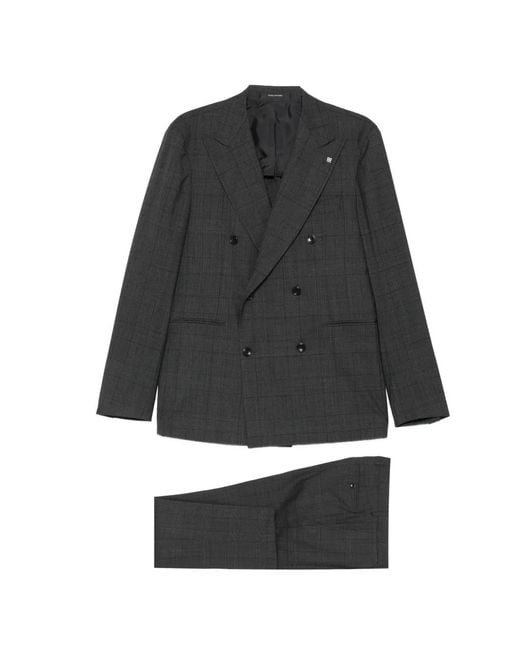 Tagliatore Black Check-Pattern Double-Breasted Suit for men