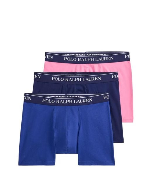 Polo Ralph Lauren Blue Logo-Waistband Pack Of Three Boxer Briefs for men