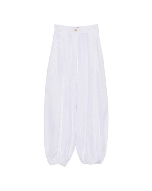 Thelatest White Jacquard-Knit Elasticated-Cuff Trousers