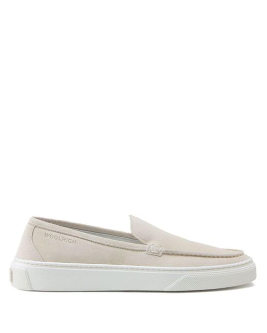 Woolrich White Suede Slip-on Loafers
