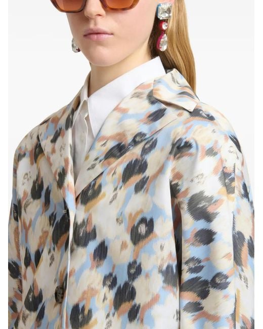 Marni White Long Printed Coat