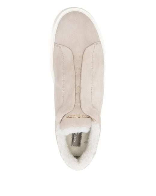 Officine Creative White Slip-On Shearling Sneakers