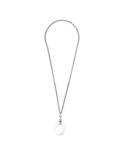 Werkstatt:münchen White Multi-Chain Ring-Pendant Necklace