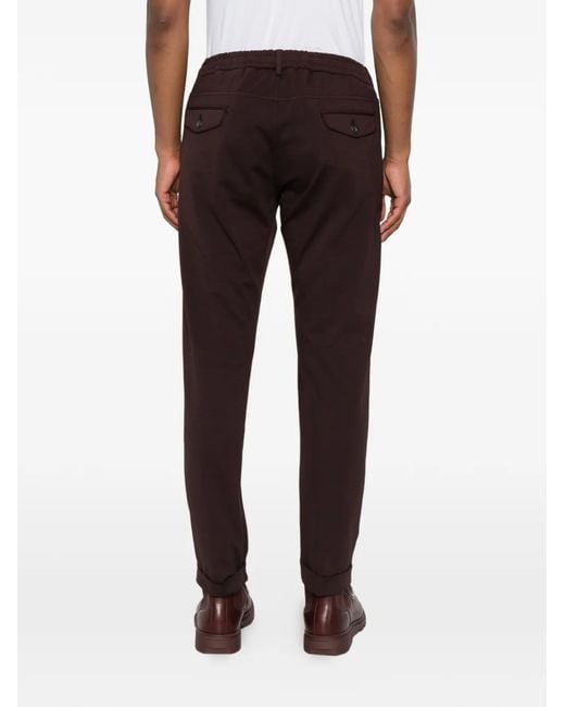 Eleventy Purple Drawstring-Waist Pleated Trousers for men