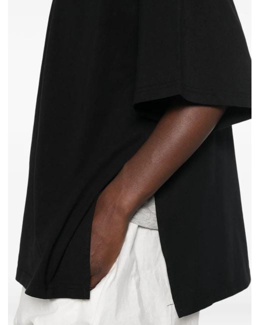 Frankie Shop Black Anira Padded-Shoulder Side-Slit T-Shirt